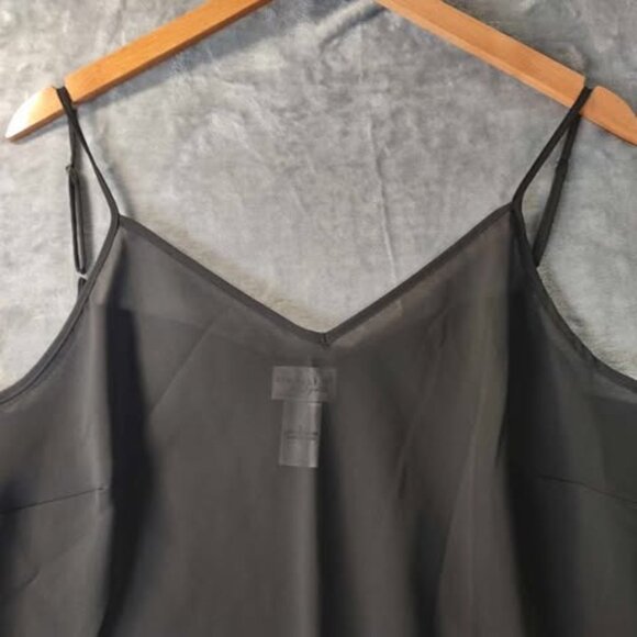 Kim Rogers Black Sheer Adjustable Strap Camisole Tank Top Size L chic layering - Picture 5 of 9